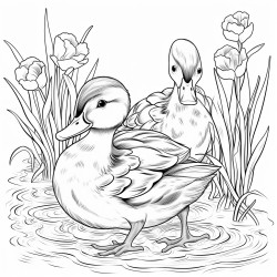 cute babyducks swimming in pond