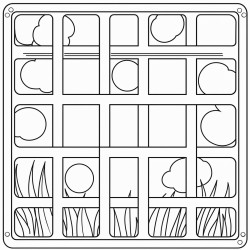 top view outlined square field with fences