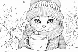 cute cat room coffee winter cold sick