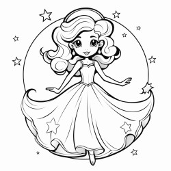 a princess in the moon vector image outline only no grey  balck color in the image