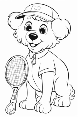 dog playing tennis