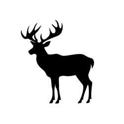 reindeer silhouette a minimalist silhouette of a reindeer standing in profile with a few snowflakes falling around it the reindeers body should be simple and solid without complex antlers or shading
