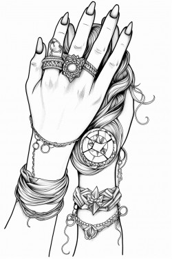 hands with rings and long nails