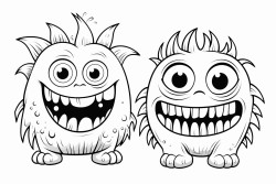 monster mom with 3 eyes and a monster kid with 3 eyes