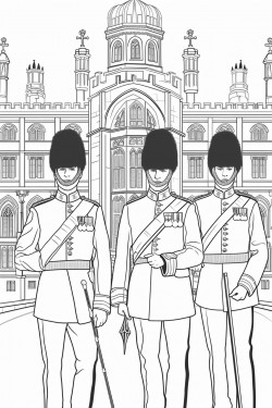 united kingdom kings guards in changing ceremony