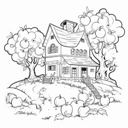 fairy tale hause in the back ground surrounded by apple harvest and wineyeard