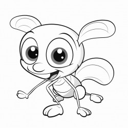 a cute baby ant for a coloring book in a cartoon style