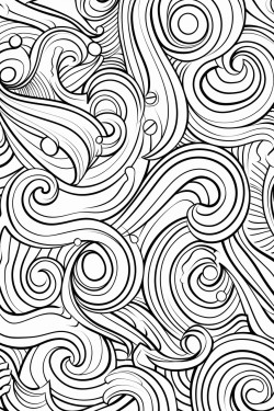 a cute whimsical whirls coloring bookvector white background black and white black drawing