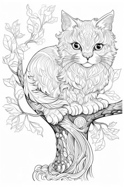 una gata subida en un rbol