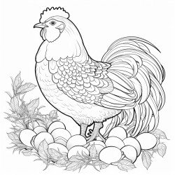 chicken laying on eggs