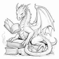 dragon reading a book