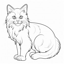 a grey and white norwegian forest cat with yellow eyes