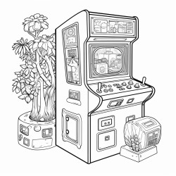 a retro arcade machine with buttons joysticks and vibrant game screens