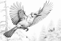 bluejay in flight