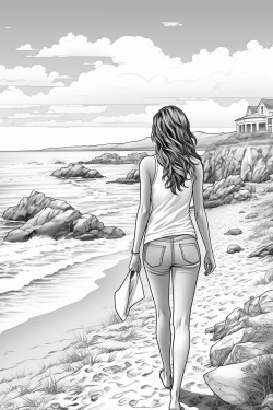 girl walking on the beach