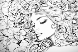 create 15 coloring pictures with bold strokes on the cozy girl theme