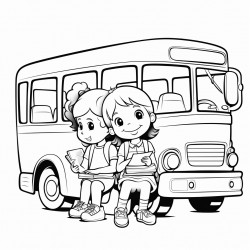 2 girls sitting in a school bus  child