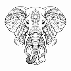 retro cartoon picture of a closeup face of an elephant
