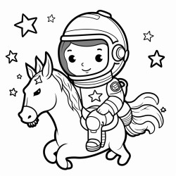 astronaut riding a unicorn in space