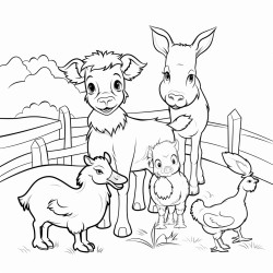 create 10 cute farm animals for kids age between 58 years