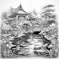 zen garden  let the tranquility of the koi pond wash over you