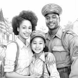 african american veterans reuniting with their family with kids emphasizing the human side of service