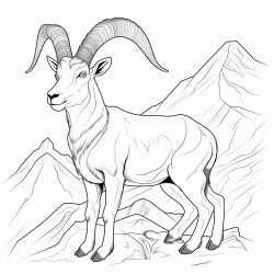 ibex sitting happily black and white color pages
