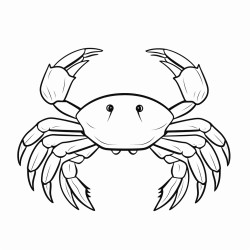 kids coloring page with crab black and white simple line art style minimalist drawing white background style raw