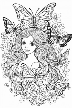 fairy with butterfly wings and butterflies everywhere