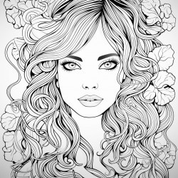 girl portrait adult coloring page