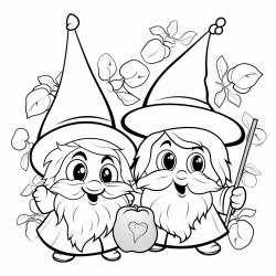 cute wizard family fruits candy florets nature