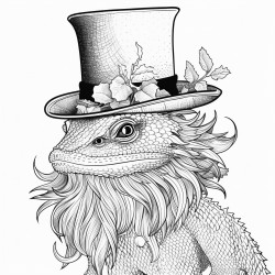 a bearded dragon wearing a fancy hat