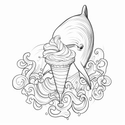 delfin comiendo  helado