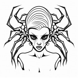 spider with a womans torso coming out of the head