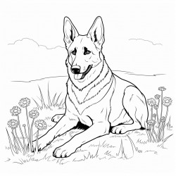 german shepherd sitting in the grass