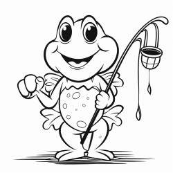 a frog fishing for people eating their hearts