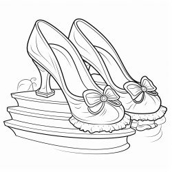 a pair of glass slippers sitting on stairs with a carpet