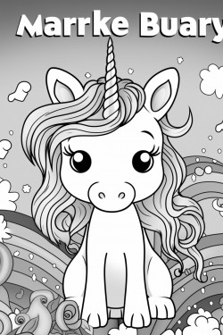 baby unicorn under rainbow for ages 35 white paper