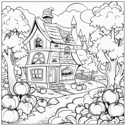 fairy tale hause in the back ground surrounded by apple harvest and wineyeard