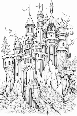 coloring dragon forest castle