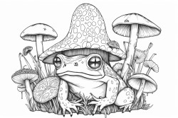 cat in a big frog hat