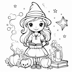 make me a simple drawing with back bold lines and white background about a magic spells book