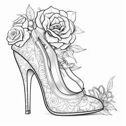 high heels a purse and roses