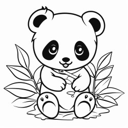 kawaii panda eats leaves
