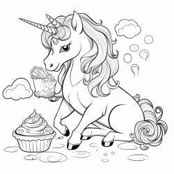 unicorn eating a strawberry