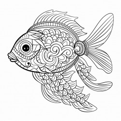 mandala fish thick black outline
