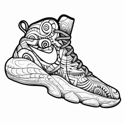 a basketball shoe with a tiedye pattern and a psychedelic vibe