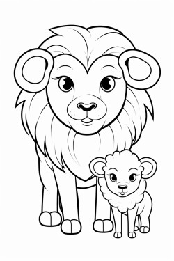 cute sheep and a lion together