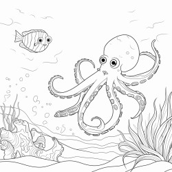 octopus and fish swimming in the mediterranean