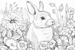 bunny rabbit in a field of flowers